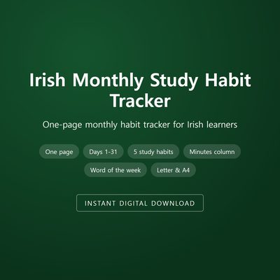 Irish Monthly Study Habit Tracker